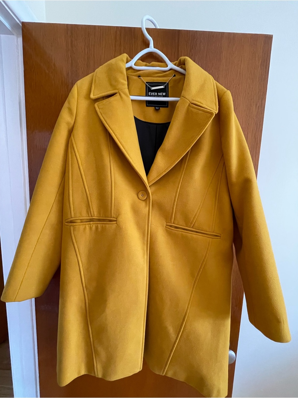 Ever New Mustard Single-Button Pea Coat